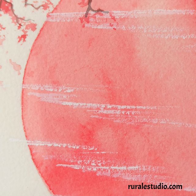 Acuarela japonesa original pintada a mano (L02)