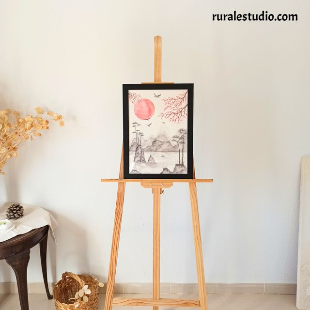 Acuarela japonesa original pintada a mano (L02)