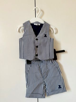 Set pantalone corto e gilet neonato 9/12 mesi