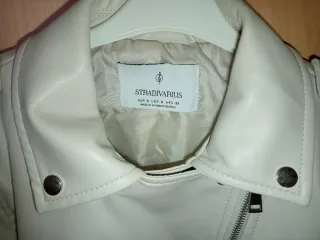 Chaqueta Biker Efecto Piel Beige Talla S