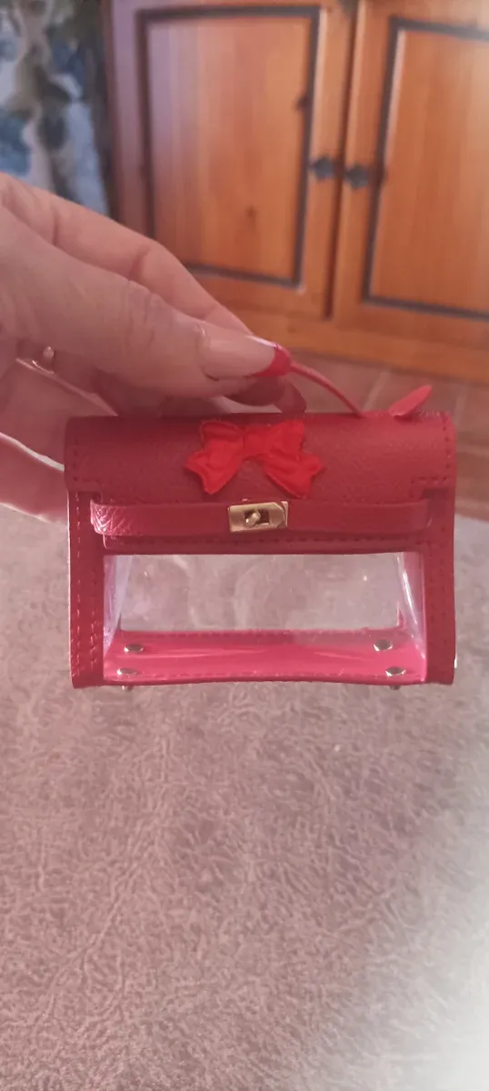 Mini bolso rojo con lazo transparente