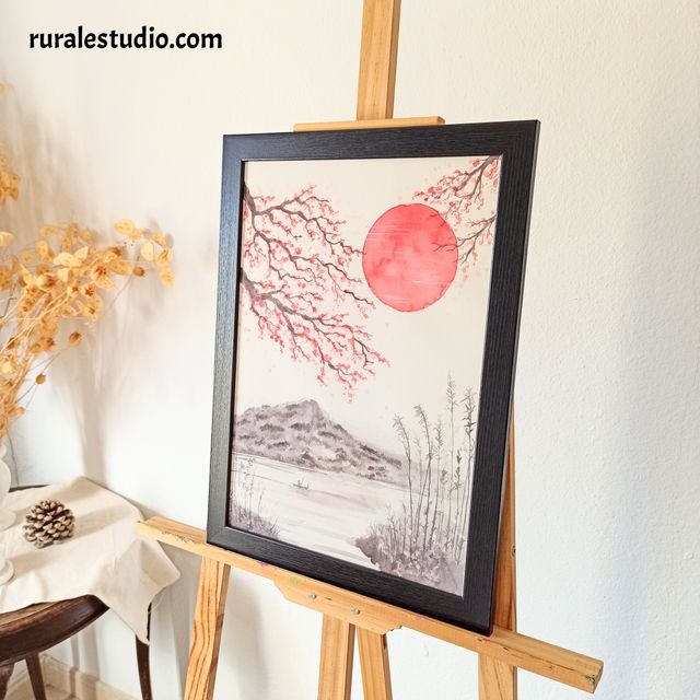 Acuarela original japonesa pintada a mano (L01)