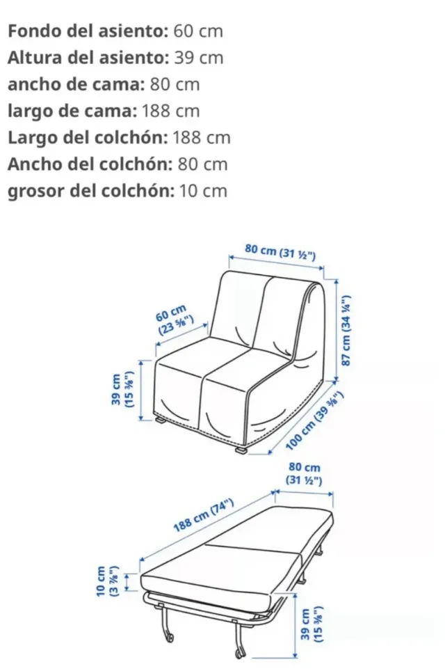 Sillón cama plegable tela y metal