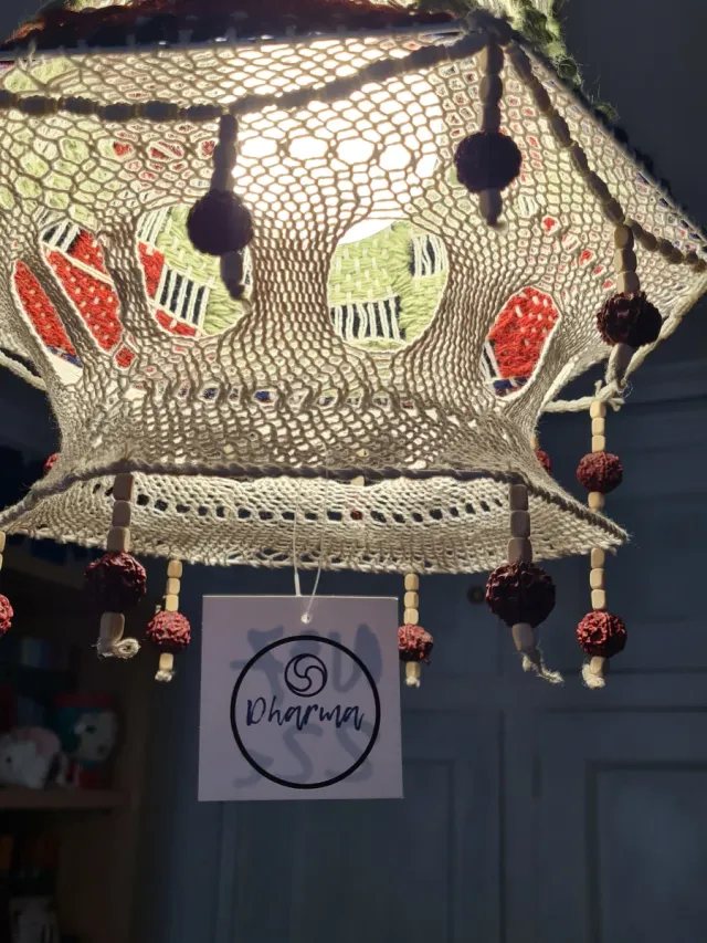 Pantalla Lámpara Colgante Boho Chic macramé croche