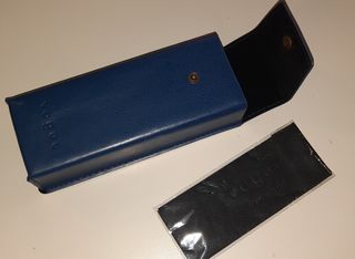 Vogue Custodia per Occhiali in Pelle Blu e Panno p