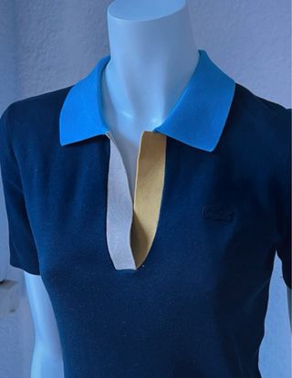 Polo Lacoste Azul Marino Cuello Tricolor