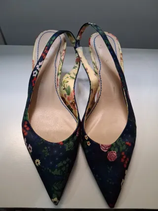 Zapatos Stilettos Azul Estampado Floral