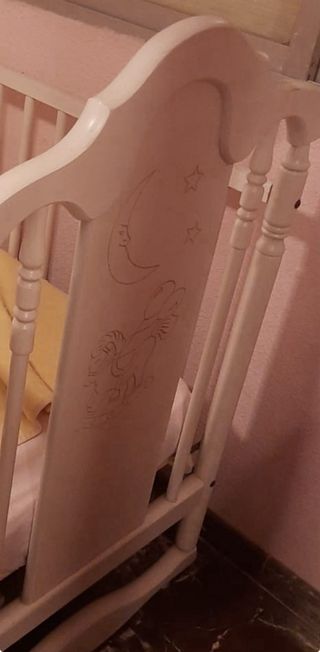 Cuna bebé blanco perla + colchón