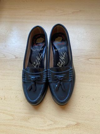 Mocasines negros mujer con borlas