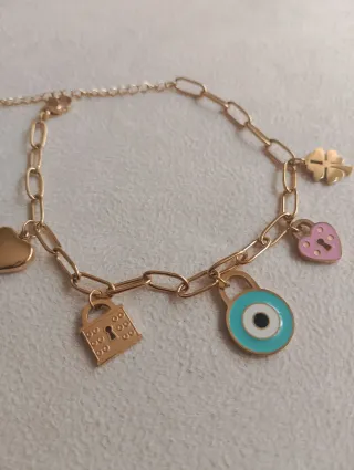 Pulsera Acero Inoxidable con Dijes