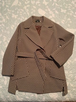 Abrigo estampado pata de gallo mujer