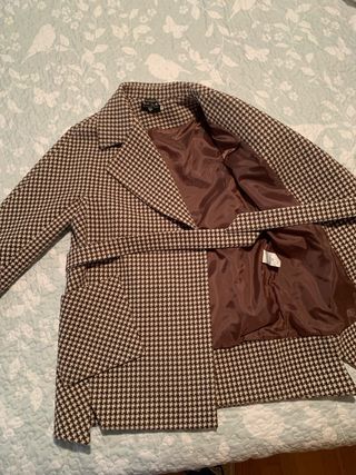 Abrigo estampado pata de gallo mujer