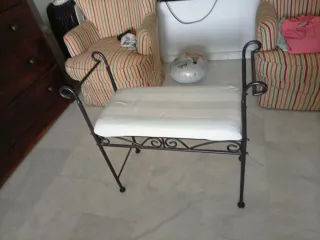 Panca in ferro battuto e tessuto