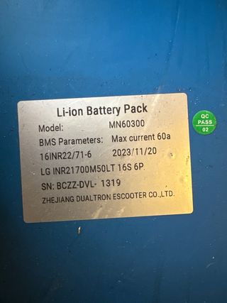 Batería Li-ion Dualtron MN60300 60V