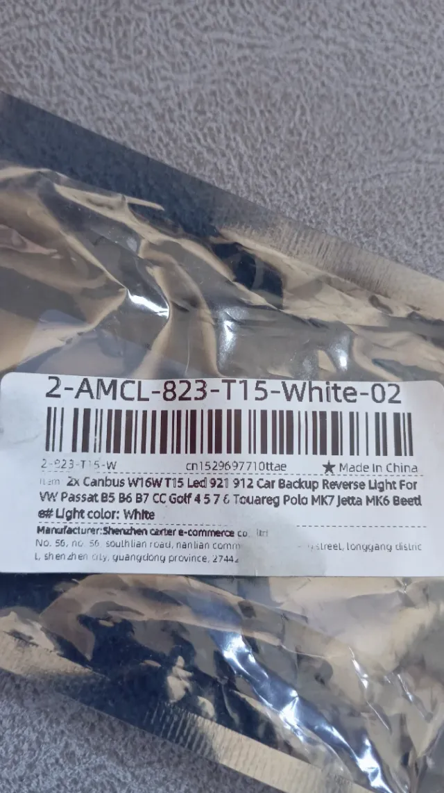 2 LED marcha atrás tipo T15 W16W.