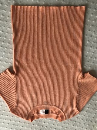 Camiseta canalé naranja claro manga corta