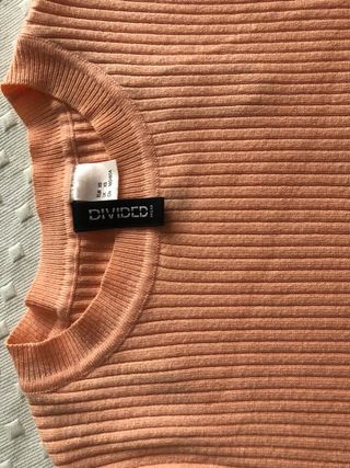 Camiseta canalé naranja claro manga corta