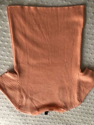 Camiseta canalé naranja claro manga corta