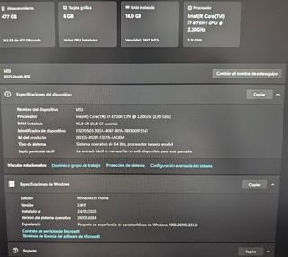 Portátil MSI GS75 Stealth 8SE Intel i7 16GB RAM