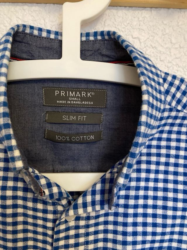 Camisa Primark cuadros azul y blanco Talla S