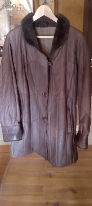 Chaqueta Piel Auténtica Mujer Marrón