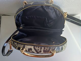 Bolso mujer estampado leopardo negro y dorado