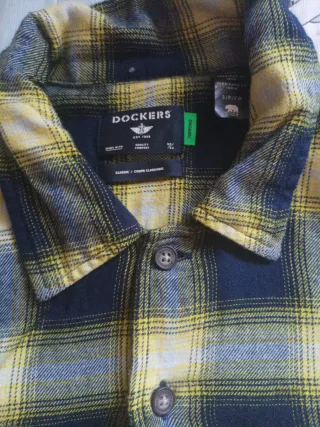 Camisa de cuadros Dockers azul y amarilla