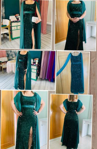 Vestido de fiesta lentejuelas verde