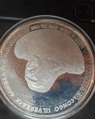 Moneda Plata 1 Kg Congo Silverback Gorilla 2017