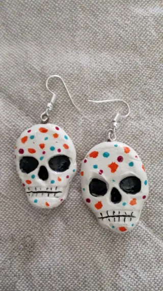 Orecchini handmade teschio multicolor