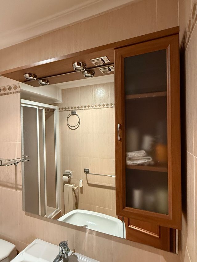 Mueble Espejo Baño Madera y Cristal