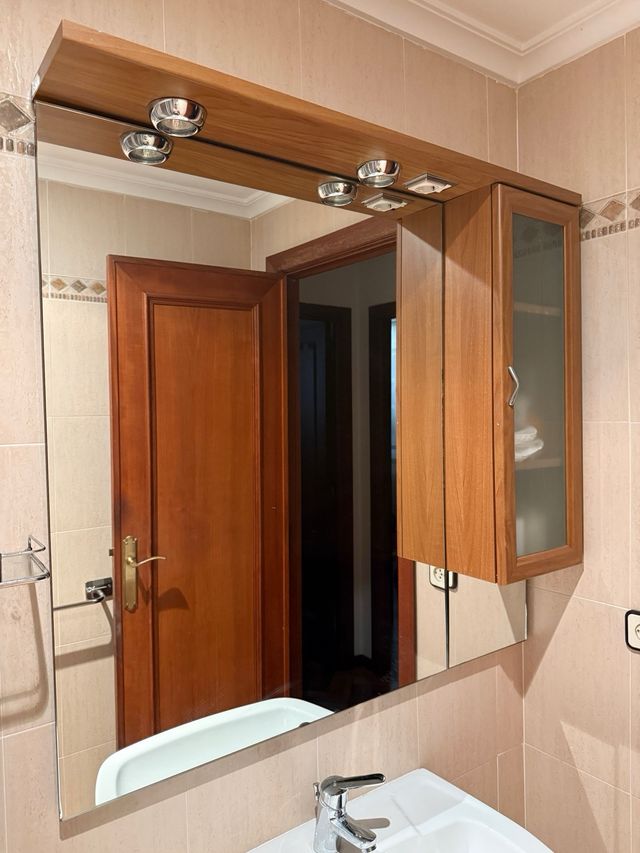 Mueble Espejo Baño Madera y Cristal
