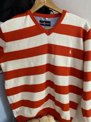 Jersey Polo Ralph Lauren Rayas Naranja Talla L