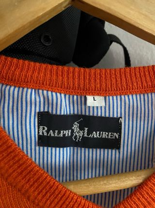 Jersey Polo Ralph Lauren Rayas Naranja Talla L