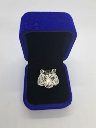 Anillo Plata 925 Cabeza Tigre Ajustable