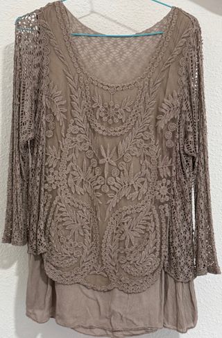 Blusa Beige Bohemia Italia Talla M