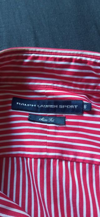 Camisa Polo Ralph Lauren Rayas Rojas Talla S