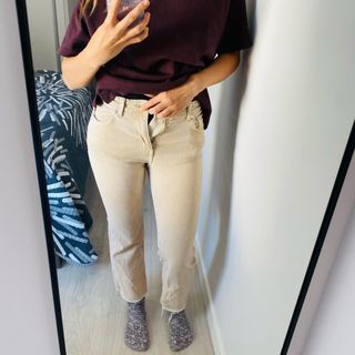 Pantalones beige mujer