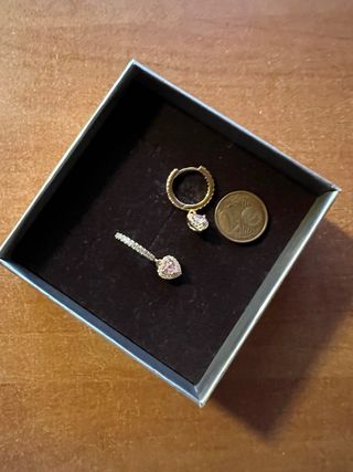 Pendientes Corazón Plata Baño Oro Rosa