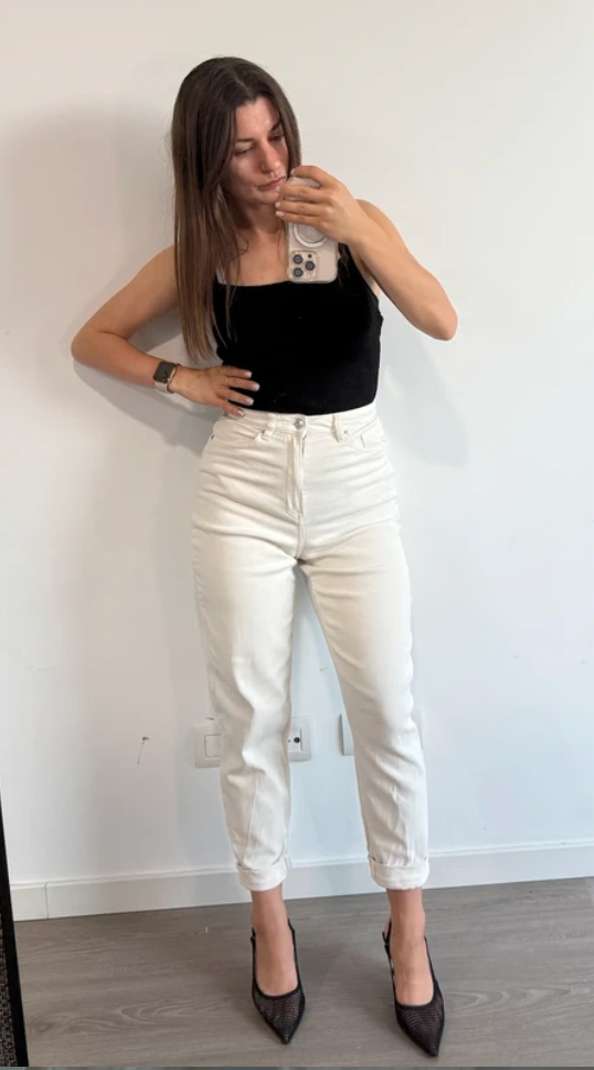 Pantalón blanco de tiro alto