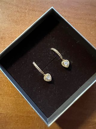 Pendientes Corazón Plata Baño Oro Blanco
