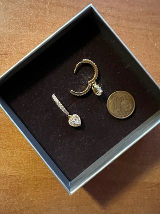 Pendientes Corazón Plata Baño Oro Blanco