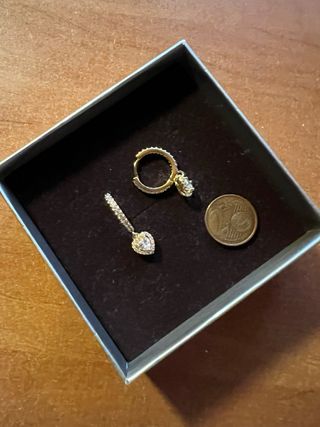 Pendientes Corazón Plata Baño Oro Blanco