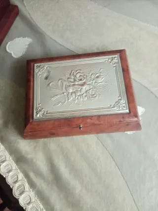 Caja Joyero Plata y Madera