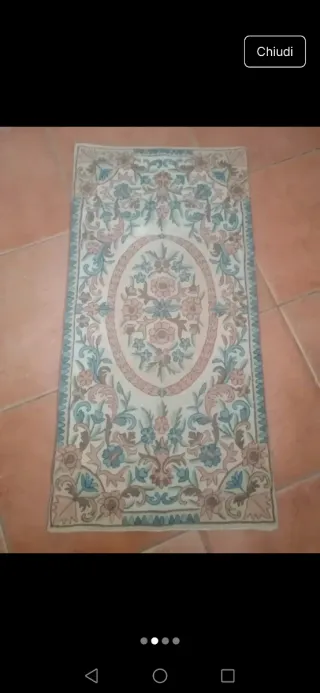 Tappeto Coin lana beige e rosa