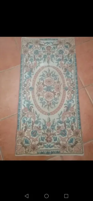 Tappeto Coin lana beige e rosa