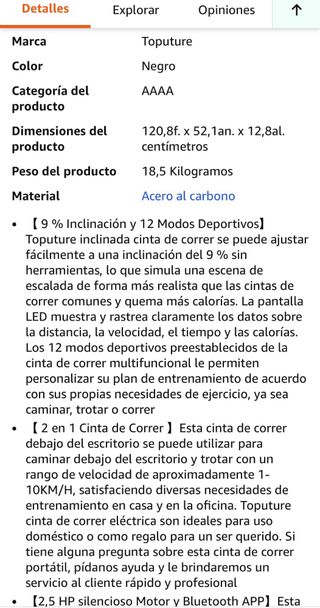 Cinta de Correr Toputure 9% Inclinada