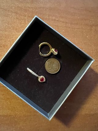 Pendientes Corazón Plata Chapada Oro Roja