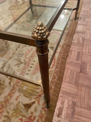 Mesa centro metal y cristal dorado