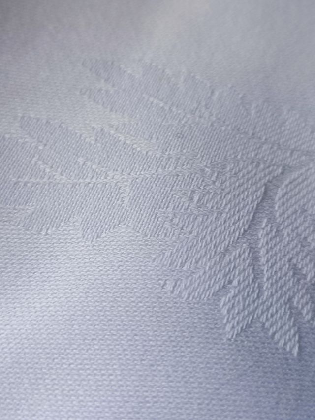 Tela JACQUARD blanca con dibujo vegetal (3m)